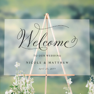 Elegant Wedding Welcome Frosted Style Acrylic Sign