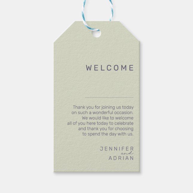 Elegant Wedding Welcome Gift Tags – Personalised (Front)
