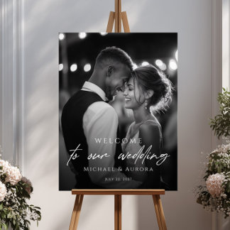 Elegant wedding welcome photo poster