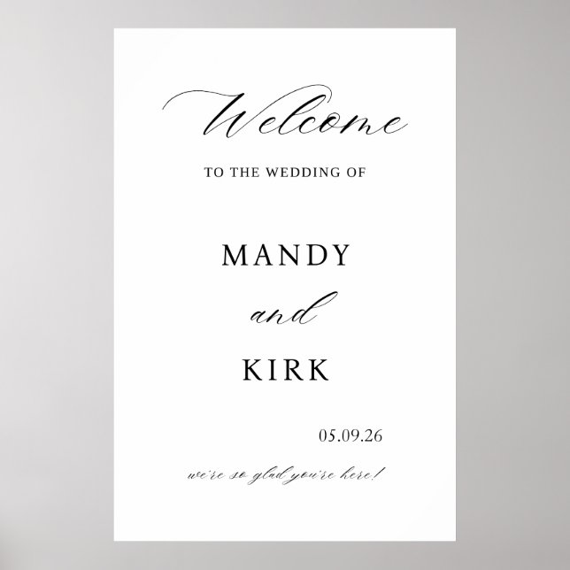 Elegant Wedding Welcome Sign Poster (Front)