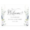 Elegant Wedding Welcome Sign White Blue Floral