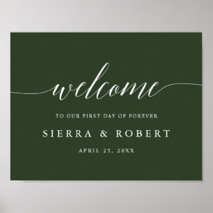 Elegant Wedding Welcome Sign with White Script