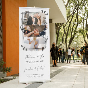 Elegant Wedding Welcome with Custom Photos Retractable Banner