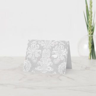 Elegant Wedding White Damask Thank You Card
