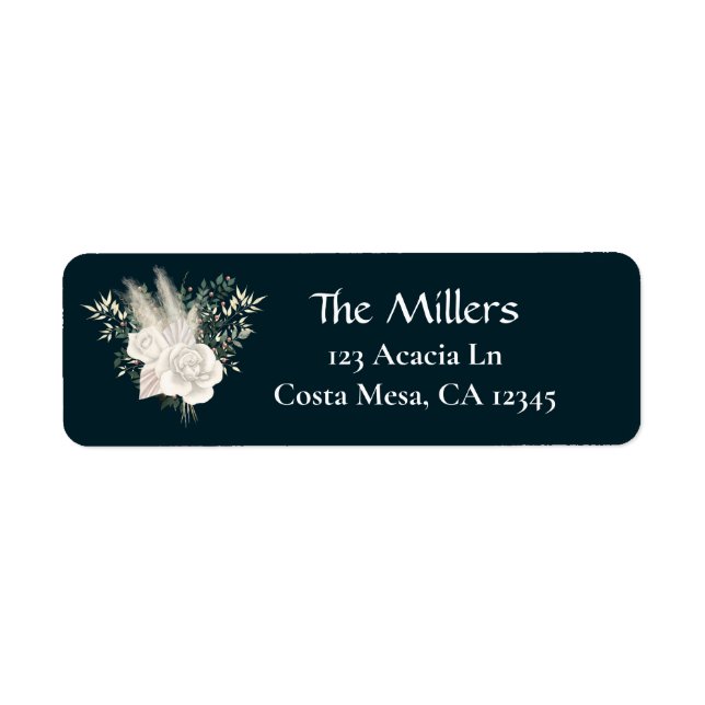Elegant Wedding White Roses Return Address Label (Front)