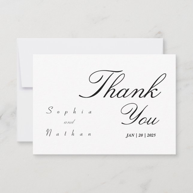 Elegant Wedding White Thank You Card (Front)