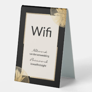 Elegant Wedding Wifi Details Black Gold