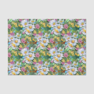 elegant Wedding wild flowers tiled pattern Tissue Paper