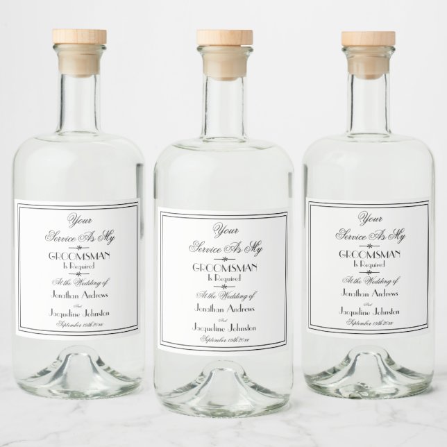  Elegant Wedding Will you be My Groomsman Proposal Liquor Bottle Label (Bottles)