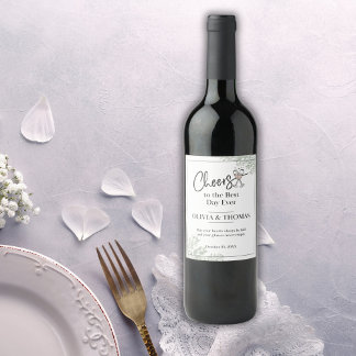 Elegant Wedding Wine Bottle Labels – Set of 6