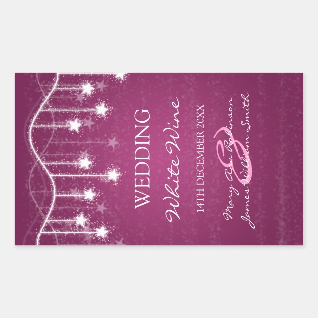 Elegant Wedding Wine Label Shimmering Stars Berry (Front)
