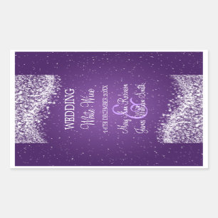 Elegant Wedding Wine Label Sparkling Wave Purple