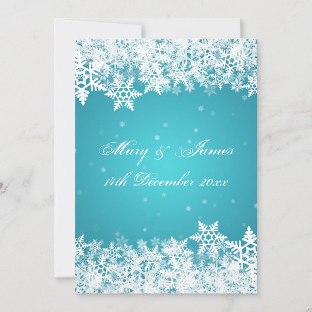 Elegant Wedding Winter Snowflakes Blue Invitation (Front)