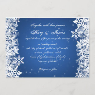 Elegant Wedding Winter Snowflakes Blue Sapphire Invitation