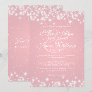 Elegant Wedding Winter Sparkle Blush Invitation