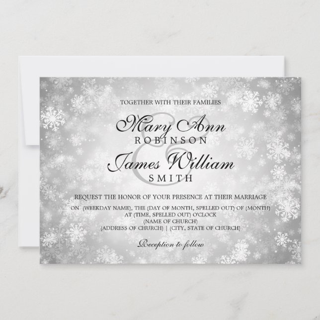 Elegant Wedding Winter Wonderland Sparkle Silver Invitation (Front)