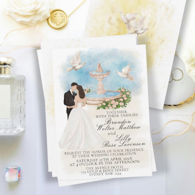 Elegant Wedding with Bride and Groom Foutain Invitation (Creator Uploaded)