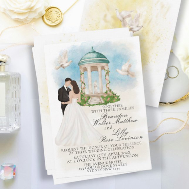 Elegant Wedding with Bride and Groom Gazebo Invitation (Creator Uploaded)