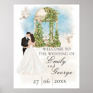 Elegant Wedding with Bride and Groom Gazebo Poster