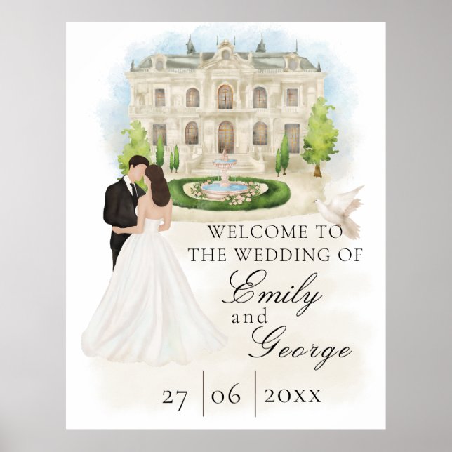 Elegant Wedding with Bride and Groom Venue Poster (Front)