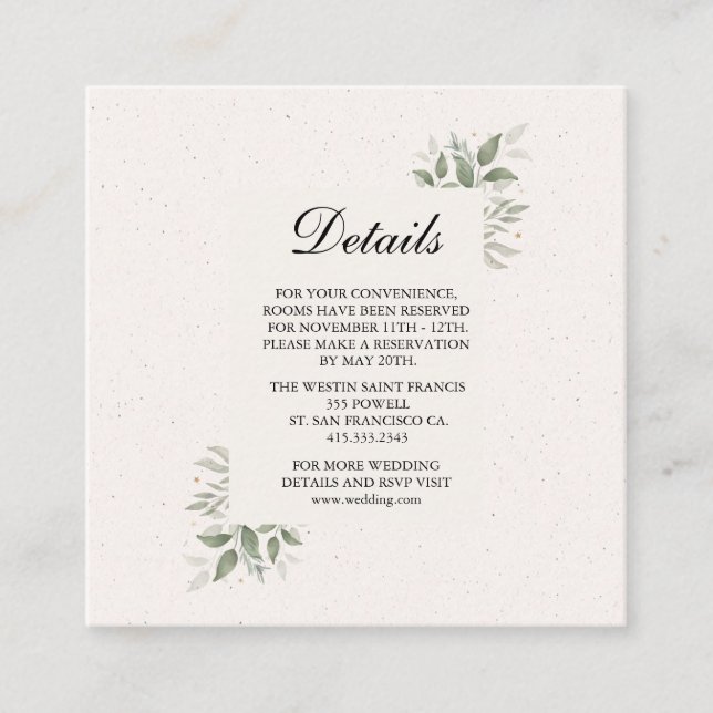 Elegant Wedding with light Floral  Enclosure Card (Front)