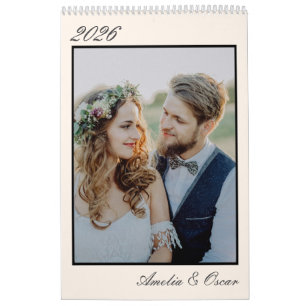 Elegant Wedding Year Large Photo Modern Portrait Calendar