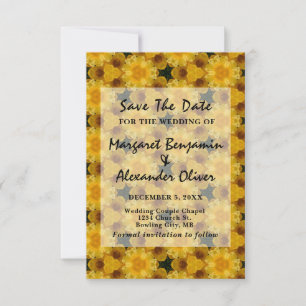 Elegant Wedding Yellow Flowers Pattern Custom Save Save The Date