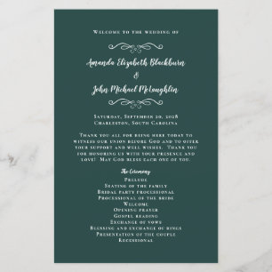 Elegant Weddings Emerald Modern Ceremony Programs