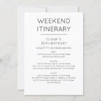 Elegant Weekend Birthday Itinerary Invitation
