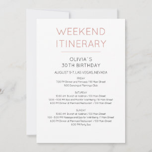 Elegant Weekend Birthday Itinerary Invitation