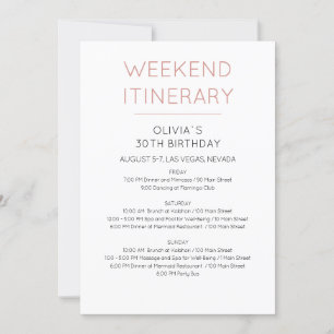 Elegant Weekend Birthday Itinerary Invitation