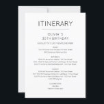 Elegant Weekend Birthday Itinerary Invitation<br><div class="desc">Elegant Minimalist Modern Calligraphic Weekend schedule timeline.
Design features an elegant modern style text layout. To make advanced changes,  please select "Click to customise further" option under Personalise this template.</div>