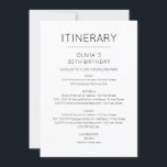 Elegant Weekend Birthday Itinerary Invitation<br><div class="desc">Elegant Minimalist Modern Calligraphic Weekend schedule timeline.
Design features an elegant modern style text layout. To make advanced changes,  please select "Click to customise further" option under Personalise this template.</div>