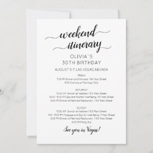 Elegant Weekend Birthday Itinerary Invitation