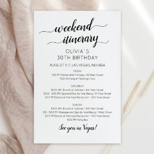 Elegant Weekend Birthday Itinerary Invitation