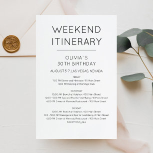 Elegant Weekend Birthday Itinerary Invitation