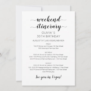 Elegant Weekend Birthday Itinerary Invitation