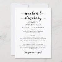 Elegant Weekend Birthday Itinerary Invitation