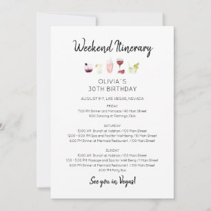 Elegant Weekend Birthday Itinerary Invitation