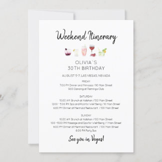 Elegant Weekend Birthday Itinerary Invitation