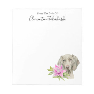 Elegant Weimaraner Dog Watercolor Add Your Name Notepad
