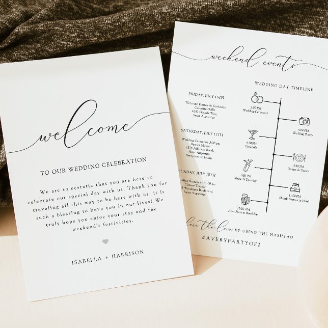 Elegant Welcome Letter Timeline Wedding Card (Creator Uploaded)