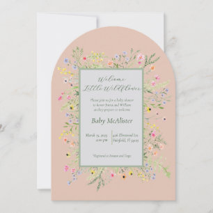 Elegant Welcome Little Wildflower Baby Shower Invitation