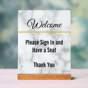 Elegant Welcome Please Sign In Have a Seat Acrylic
