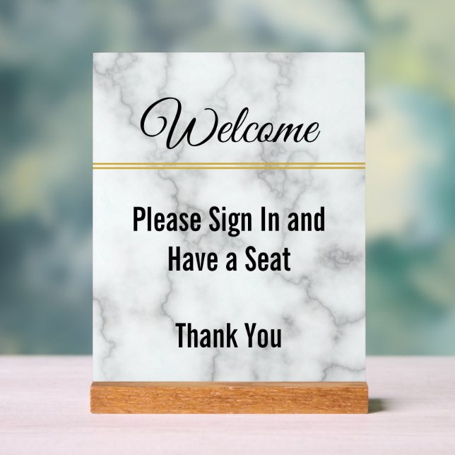 Elegant Welcome Please Sign In Have a Seat Acrylic (Neutral)
