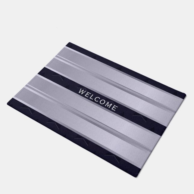 Elegant Welcome Purple Design Doormat (Angled)
