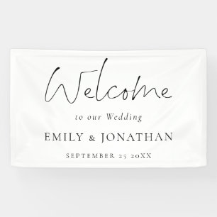 Elegant Welcome Script Wedding Names Date  Banner