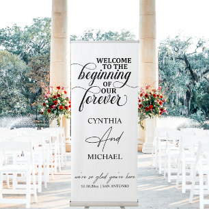 Elegant 'Welcome to our Forever' Wedding  Retractable Banner