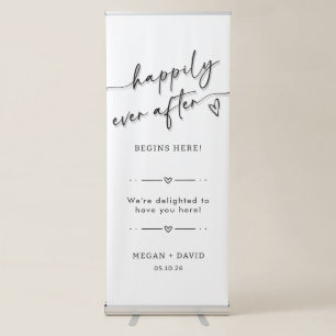 Elegant Welcome to Our Happily Ever After Wedding Retractable Banner