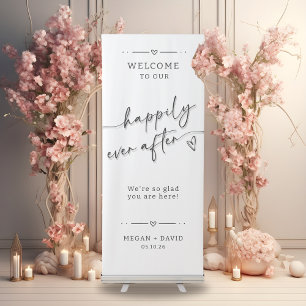 Elegant Welcome to Our Happily Ever After Wedding Retractable Banner